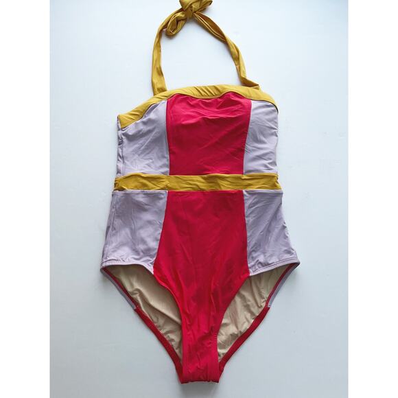 ModCloth Retro Colorblock Halter One Piece Swimsuit Allison - Picture 6 of 6